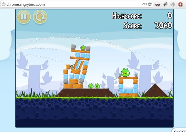 Angry Birds web versijas ekrānšāviņš