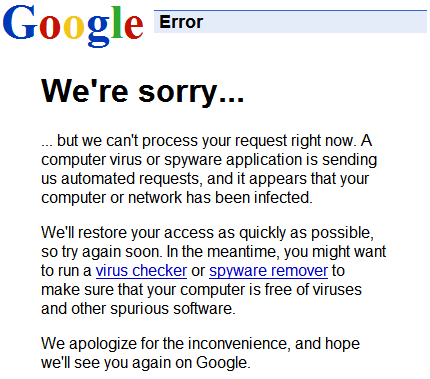 Google is sorry...