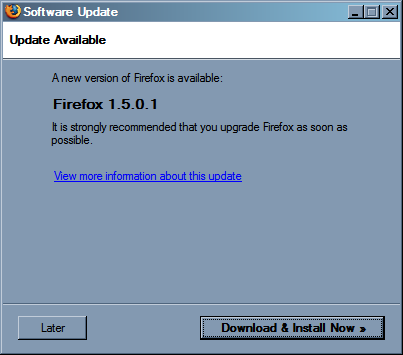 Firefox 1.5.0.1 update available
