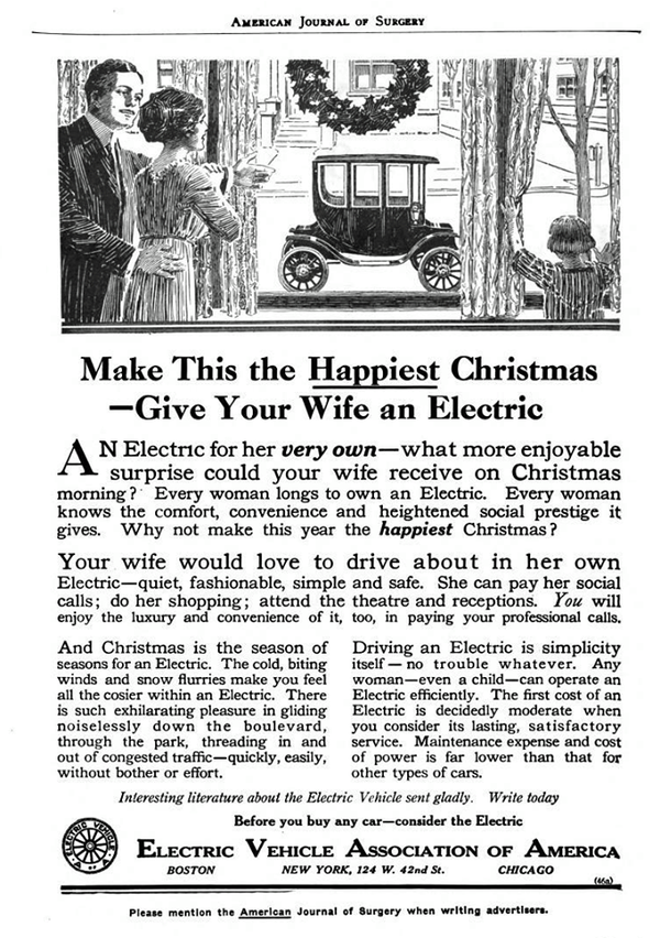 1912. gada ziemassvētki. Nopērc sievai elektrisko.