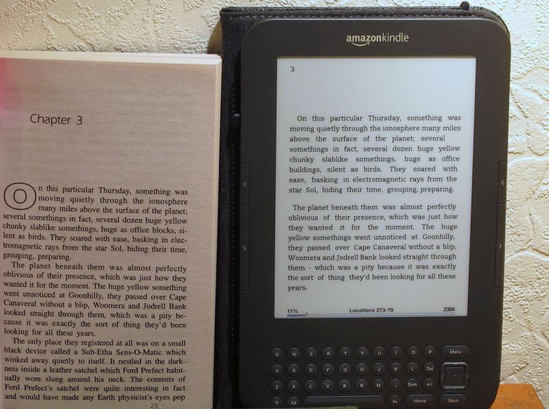 Kindle vs paperback: Douglas Adams "The Hitchhiker's Guide to the Galaxy"