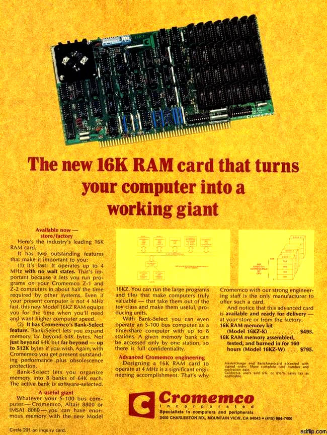 The new 16K RAM card that turns your computer into a working giant