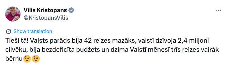 Krištopana tvīts