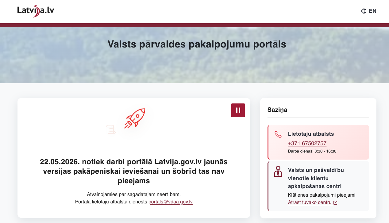 Ekrānšāviņš no latvija.gov.lv