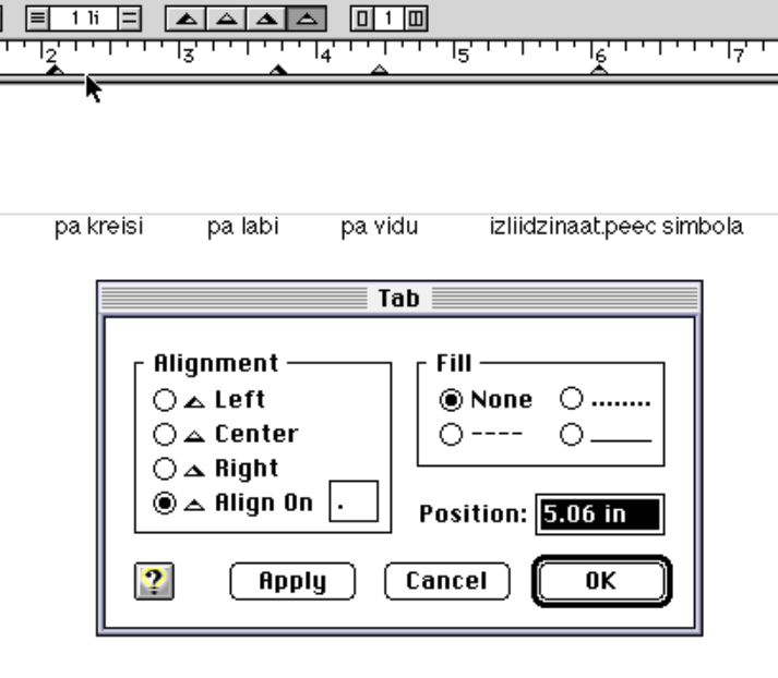 Un te ir piemērs dažādiem izlīdzināšanas veidiem