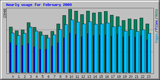 Hourly usage for February 2009